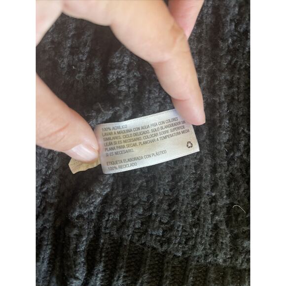 A New Day‎ Black Chenille Knit Cardigan Sweater Sz Large Open Draped 2 Pockets - Picture 10 of 11